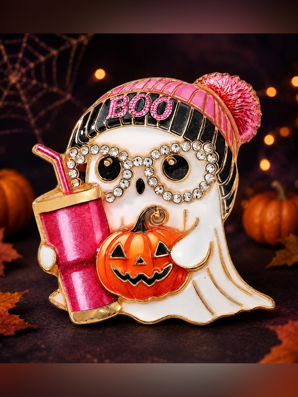 Cute Halloween Ghost Sunglasses Festive Brooch